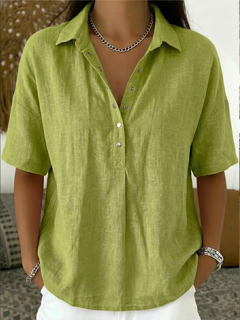 Provence Linen Blouse — Green