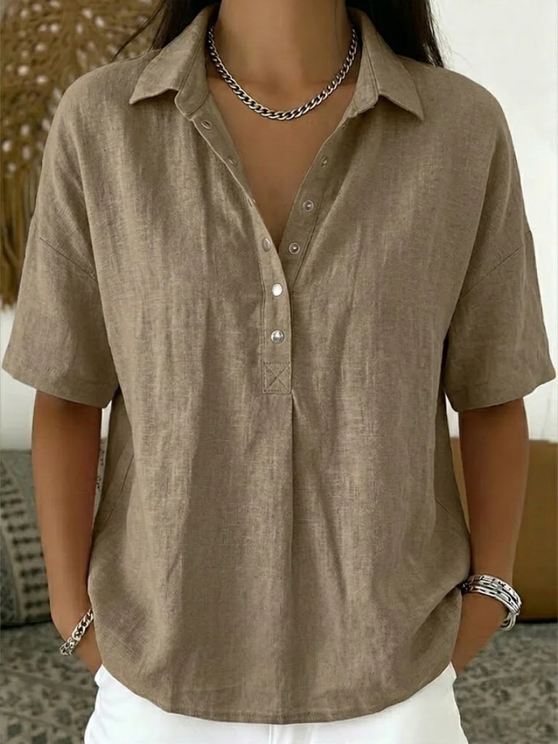 Provence Linen Blouse — Khaki