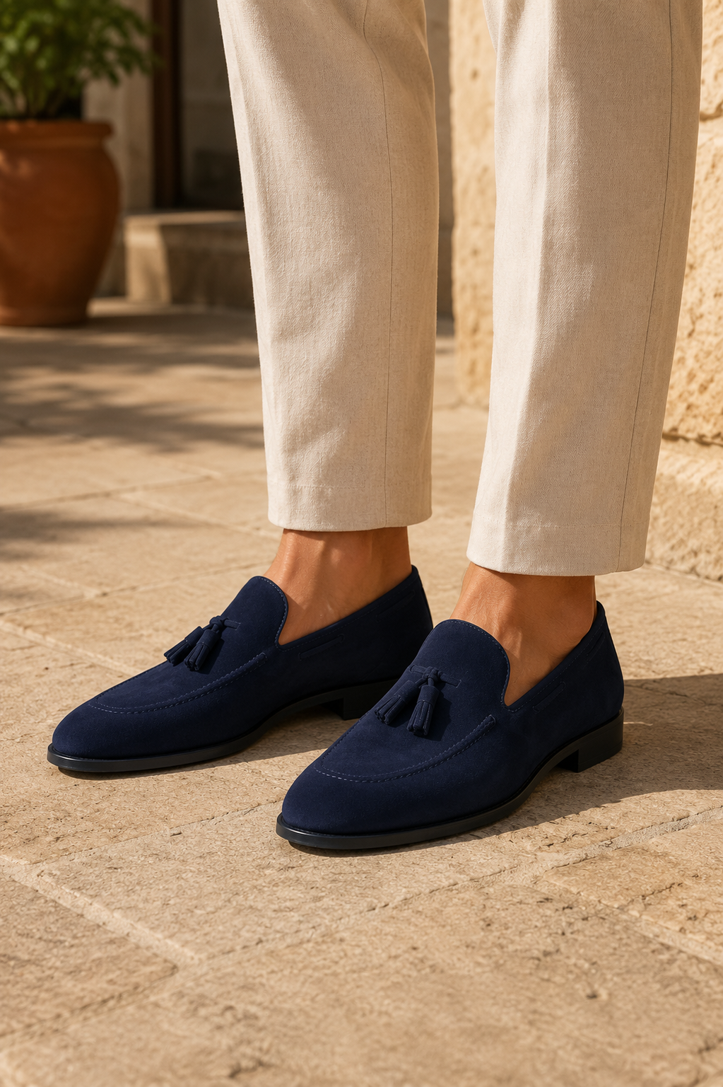 Mocassins à pampilles en daim Monaco