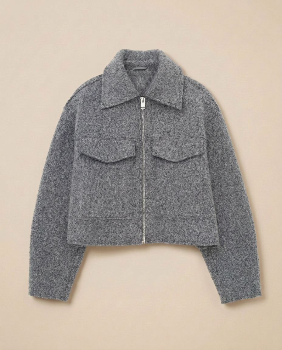 Davos Wool Zip Jacket in Grey packshot