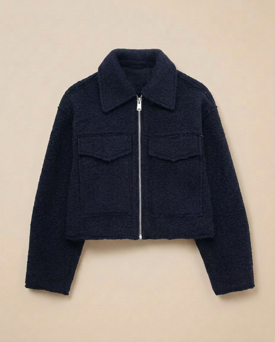 Davos Wool Zip Jacket in Midnight Navy packshot