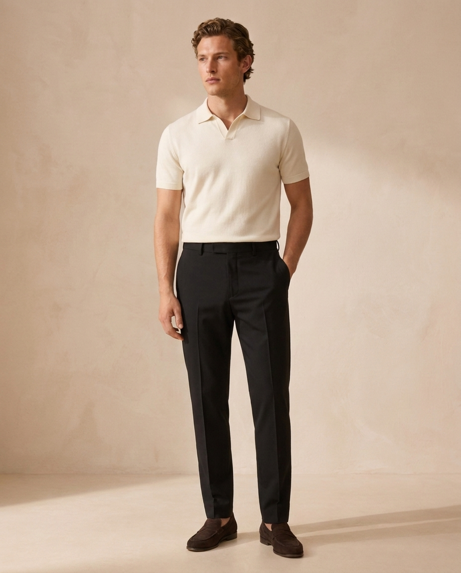 Milano Smart Trousers in Noir on model